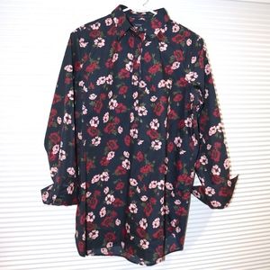 Lands'End 8Tall floral tunic poplin shirt